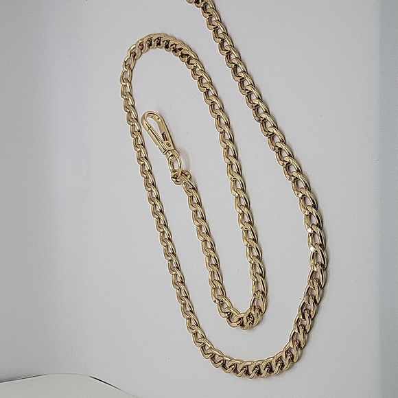 Vintage 3/8 " Women's Gold Tone Chain Belt 36"  End to End Cuban Chain Unsigned - Picture 5 of 8